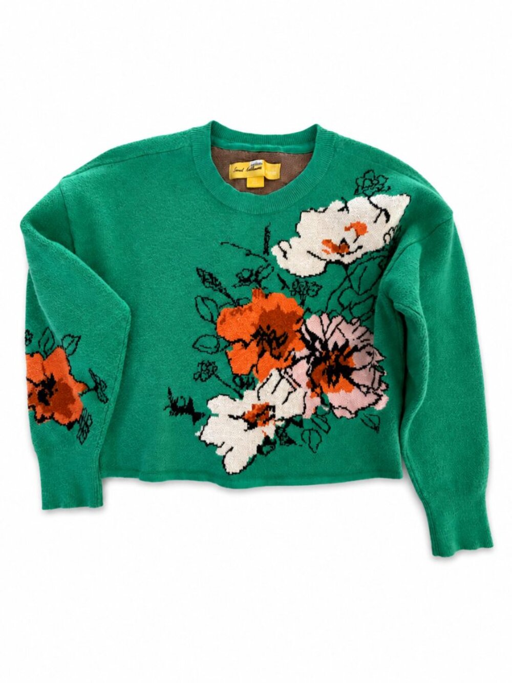 Anthropologie Mauve Sonal Nathwani Limited Edition Floral Sweater XS Green Knit